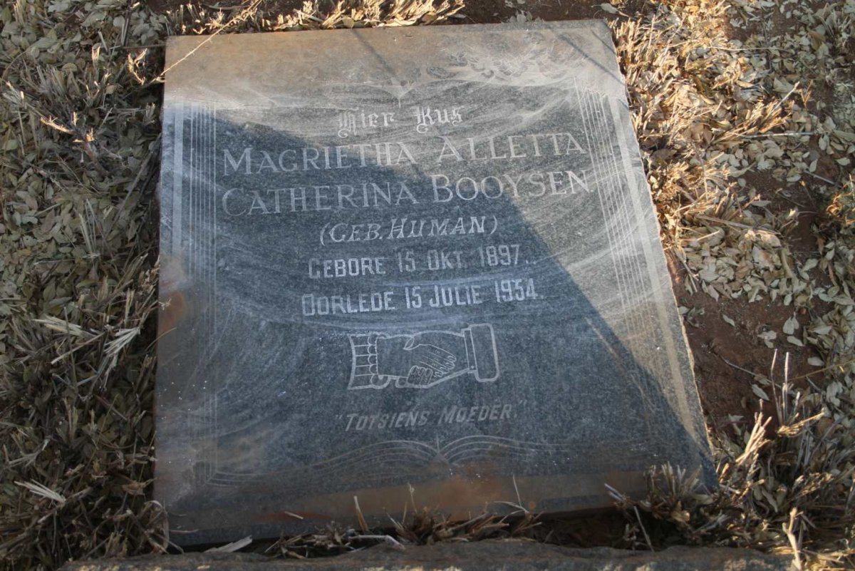 BOOYSEN Magrietha Alletta Catherina nee HUMAN 1897-1954