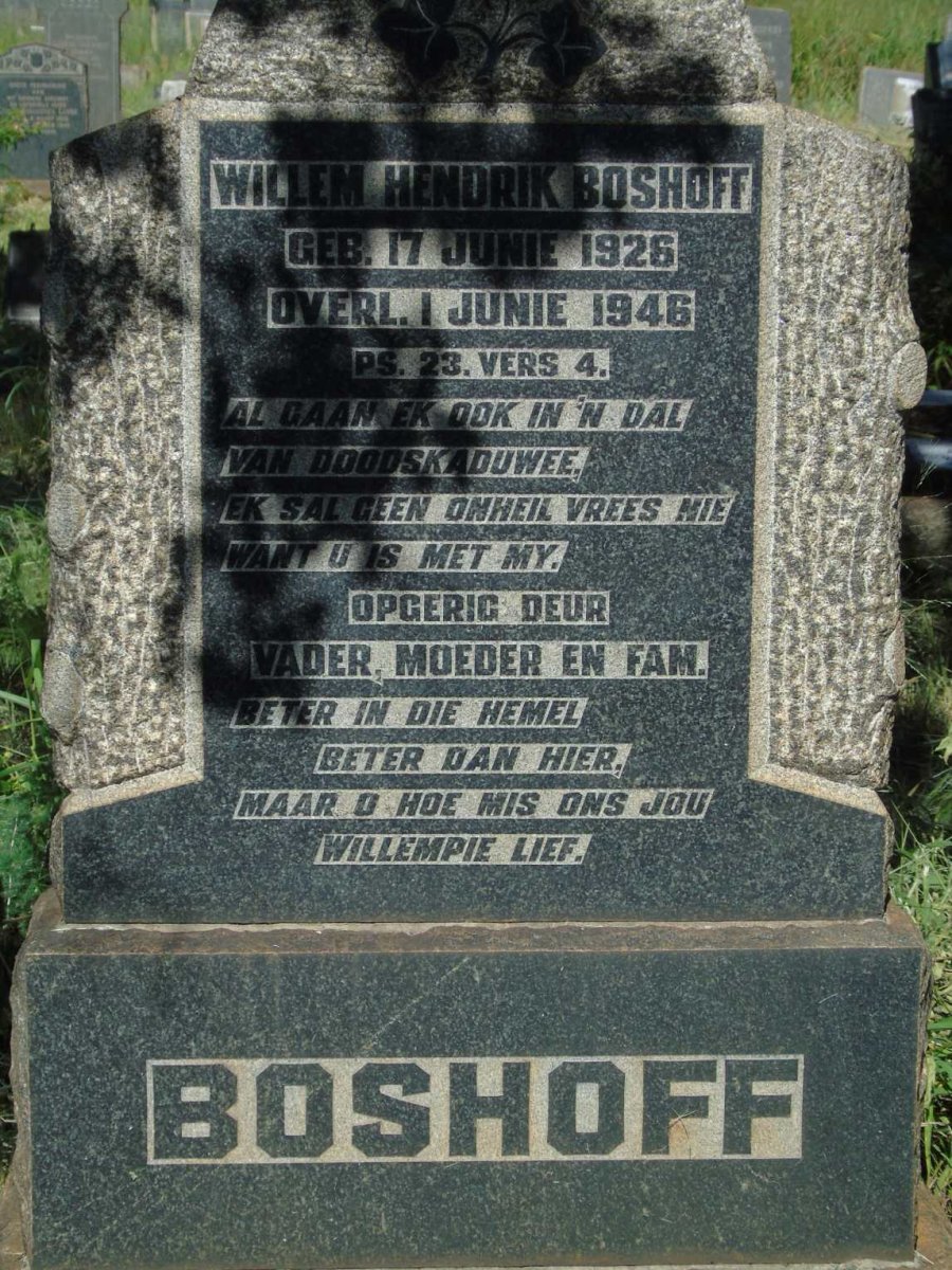 BOSHOFF Willem Hendrik 1926-1946 