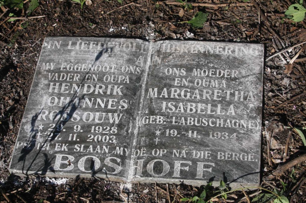 BOSHOFF Hendrik Johannes Rossouw 1928-2003 &amp; Margaretha Isabella LABUSCHAGNE 1934-