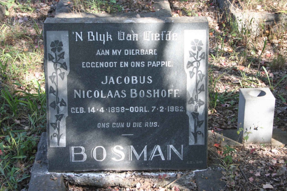 BOSMAN Jacobus Nicolaas Boshoff 1898-1962