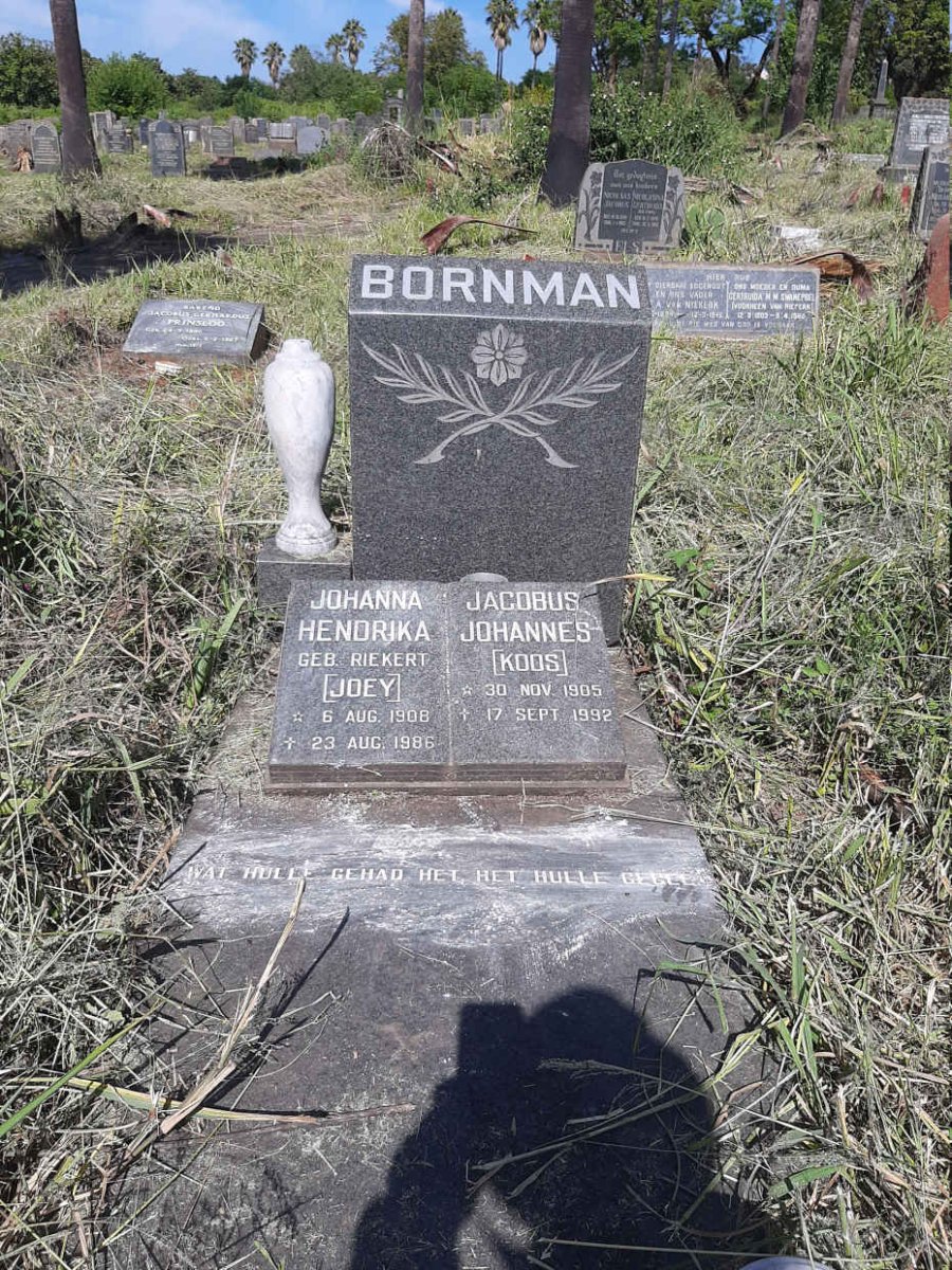 BORNMAN Jacobus Johannes 1905-1992 & Johanna Hendrika RIEKERT 1908-1986