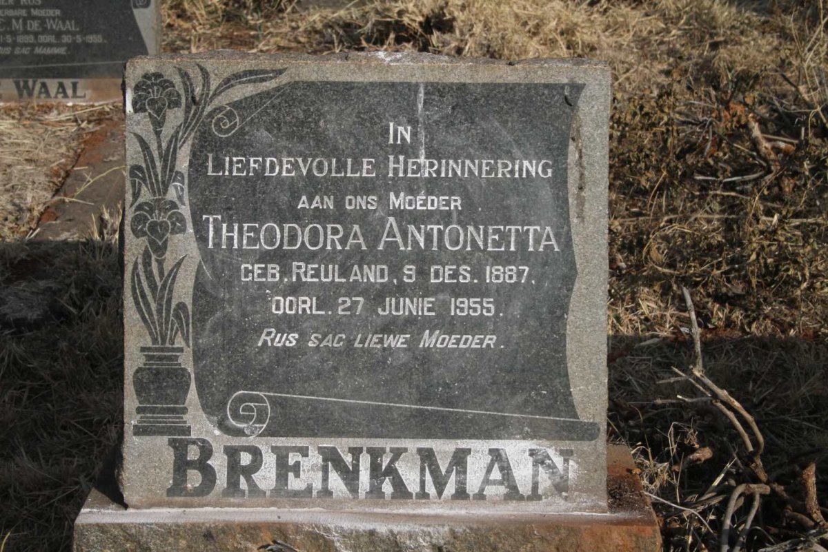 BRENKMAN Theodora Antonetta nee REULAND 1887-1955