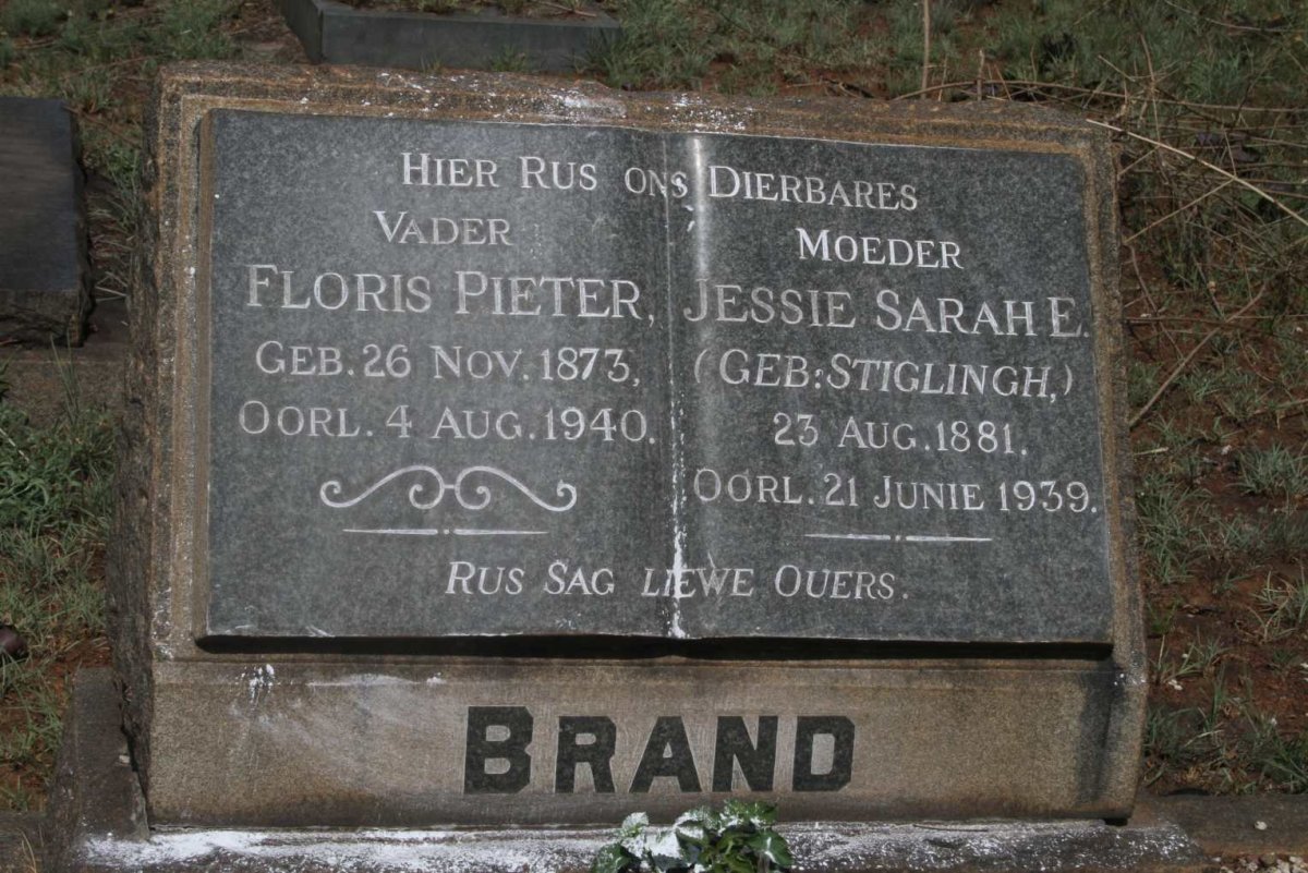 BRAND Floris Pieter 1873-1940 & Jessie Sarah E. STIGLINGH 1881-1939