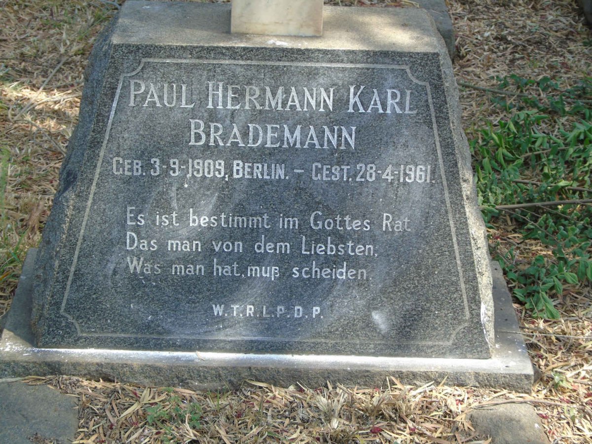 BRADEMANN Paul Hermann Karl 1909-1961