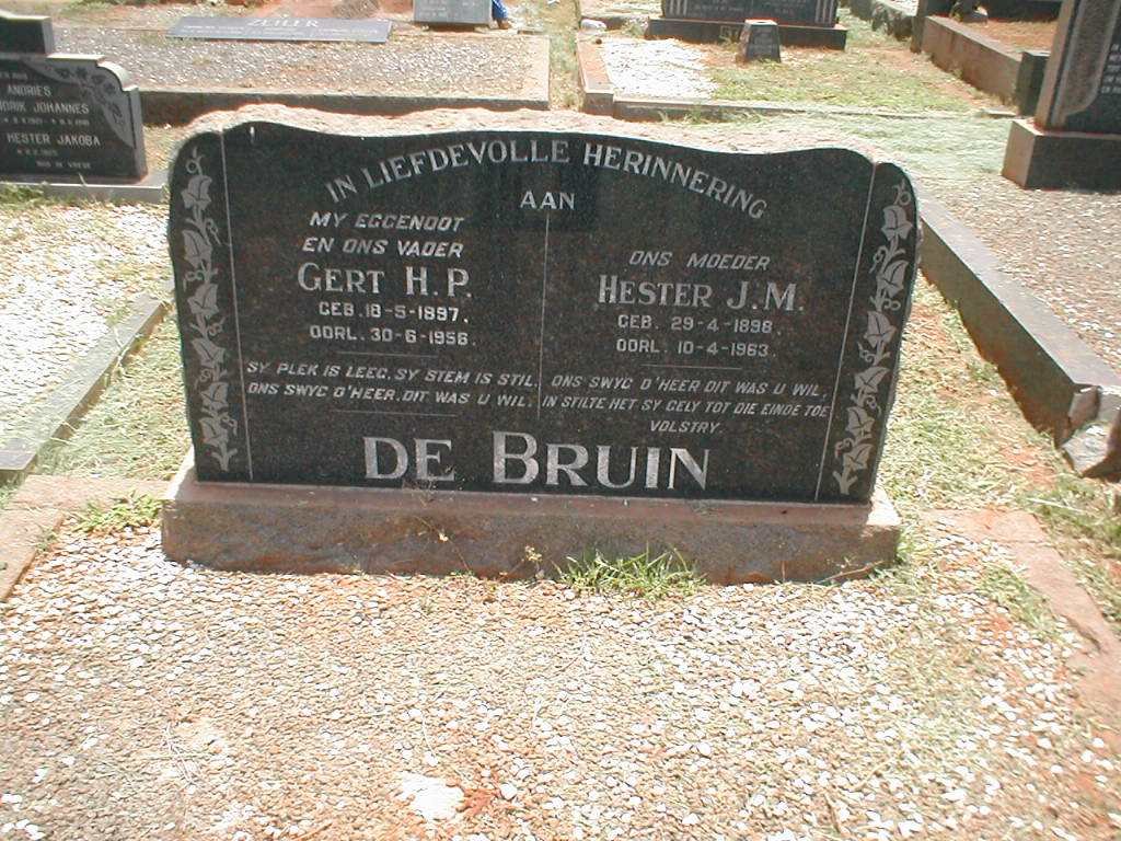 BRUIN Gert H.P., de 1897-1958 &amp; Hester J.M. 1898-1963