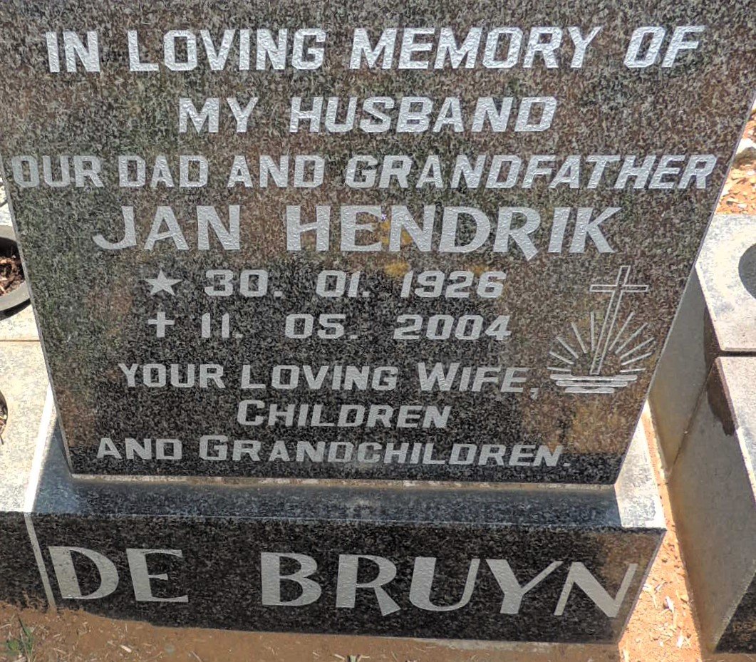BRUYN Jan Hendrik, de 1926-2004