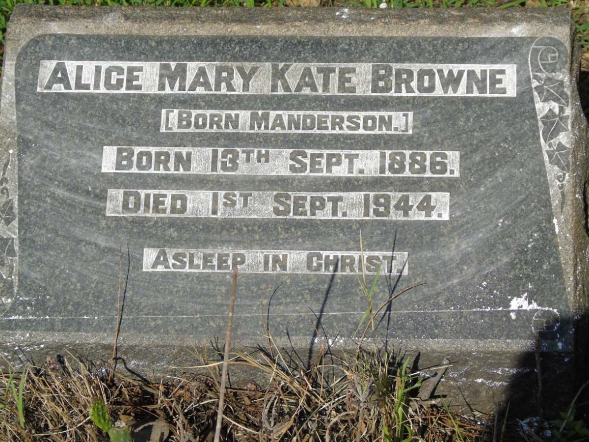 BROWNE Alice Mary Kate nee MANDERSON 1886-1944