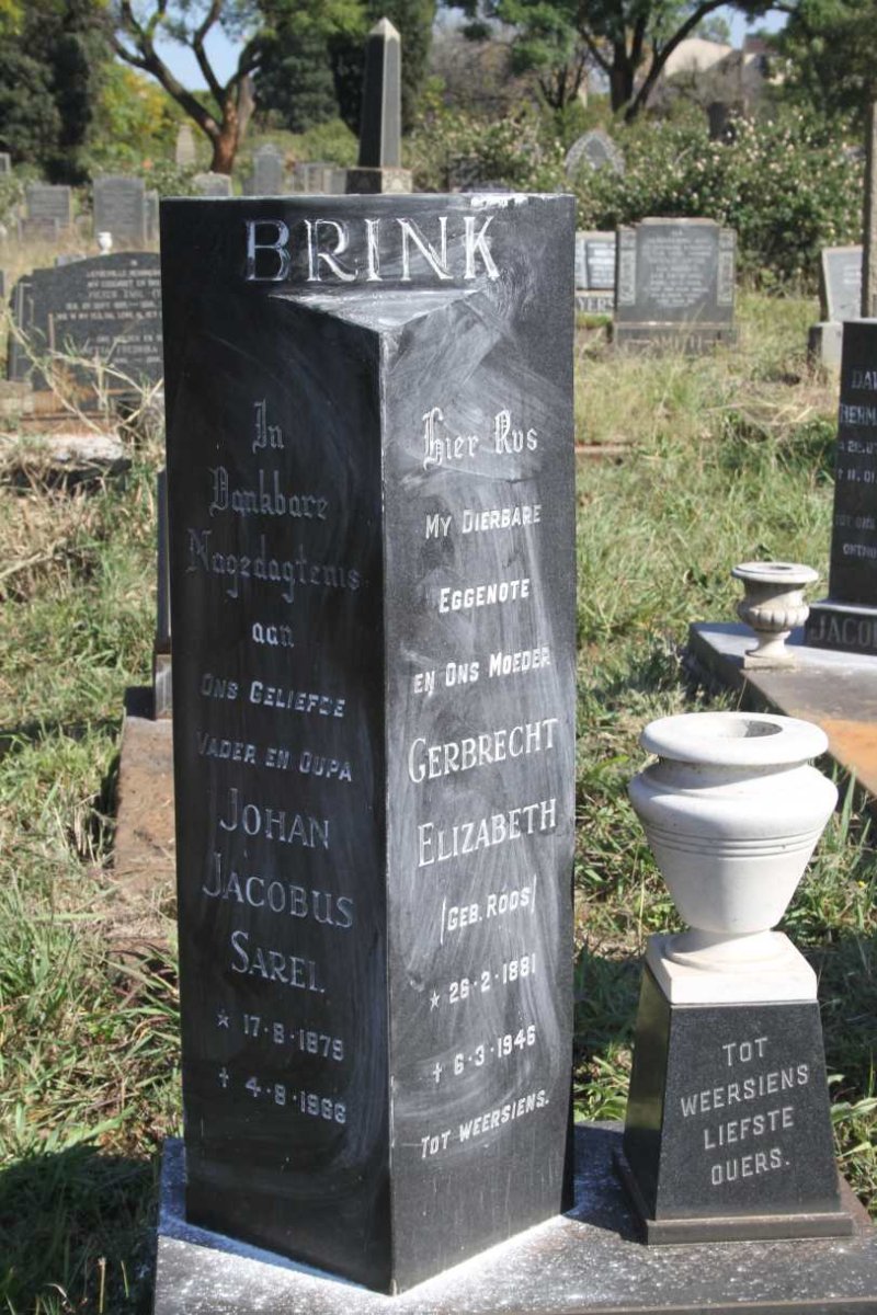 BRINK Johan Jacobus Sarel 1879-1966 & Gerbrecht Elizabeth ROOS 1881-1946