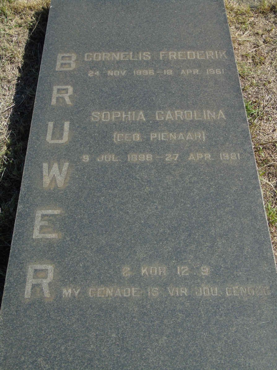 BRUWER Cornelis Frederick 1896-1961 &amp; Sophia Carolina PIENAAR 1898-1981