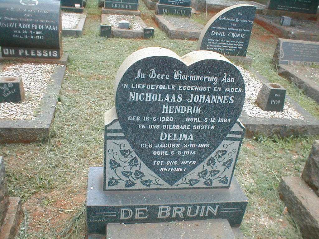 BRUIN Nicholaas Johannes Hendrik, de 1920-1964 &amp; Delina JACOBS 1918-1974