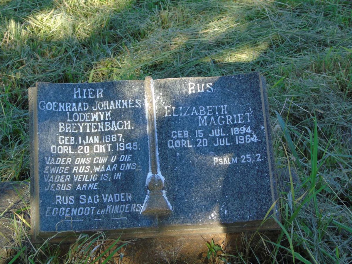 BREYTENBACH Coenraad Johannes Lodewyk 1887-1945 & Elizabeth Magriet 1894-1964