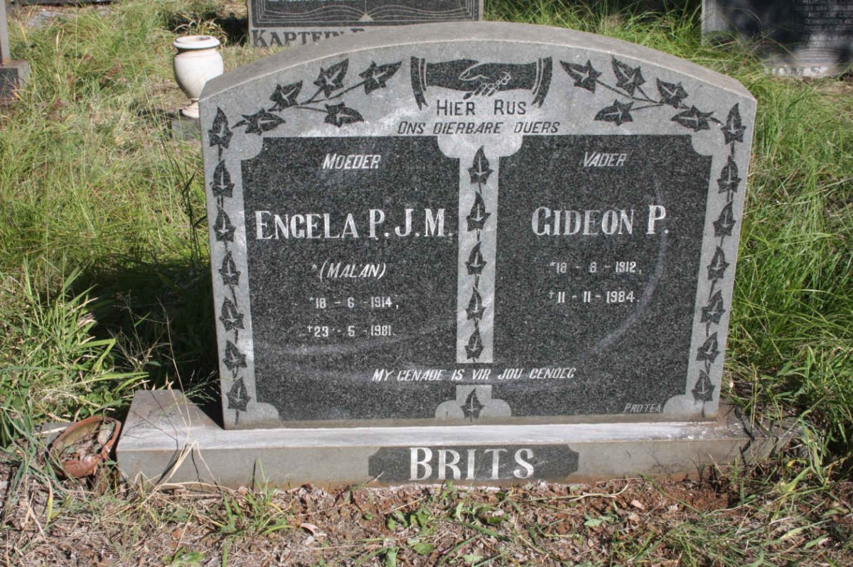 BRITS Gideon P. 1912-1984 &amp; Engela P.J.M. MALAN 1914-1981