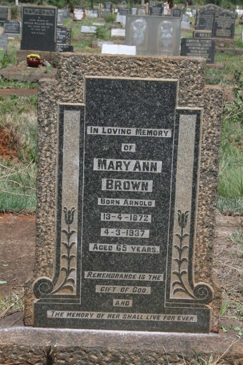 BROWN Mary Ann nee ARNOLD 1872-1937