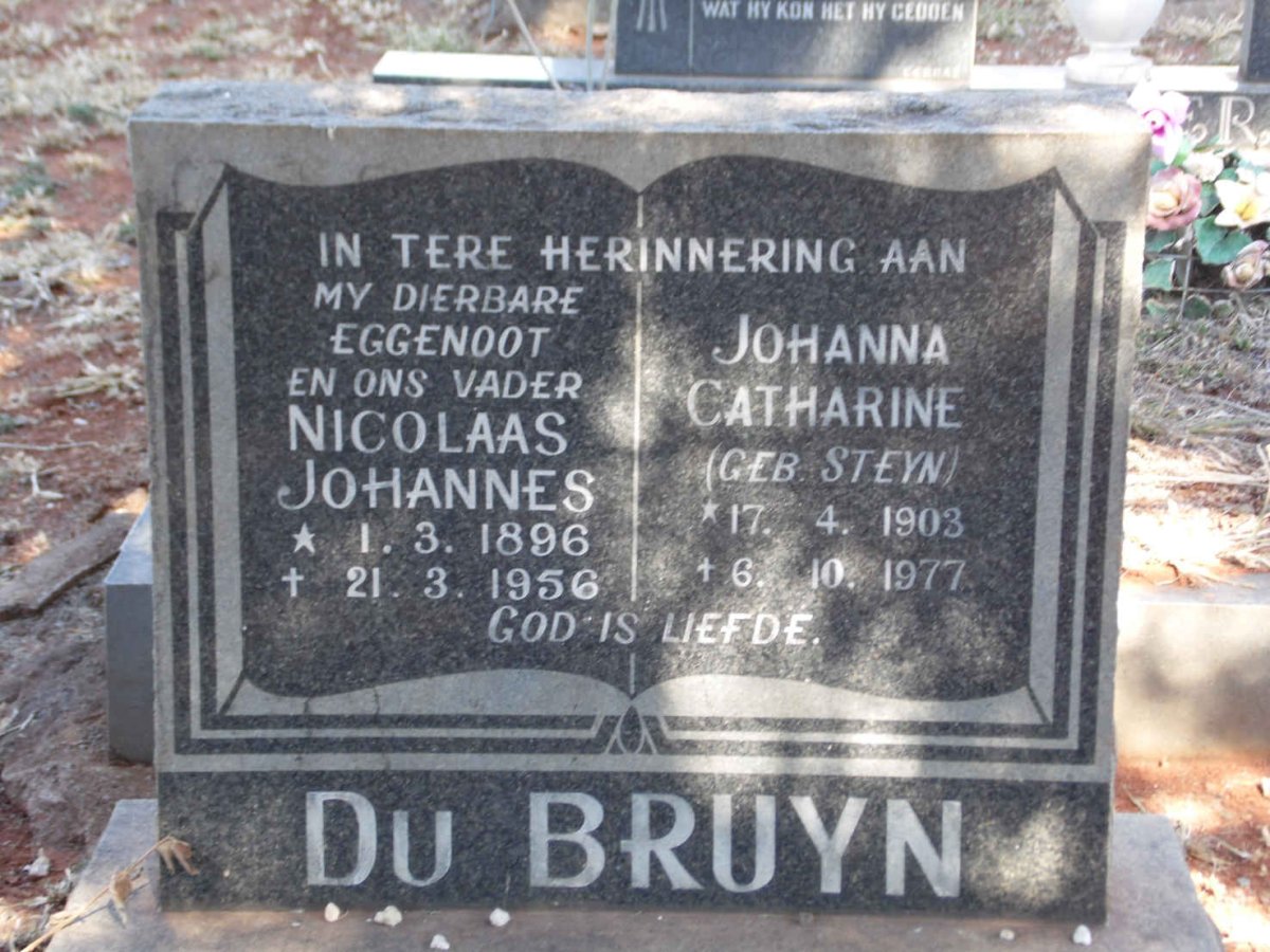 BRUYN Nicolaas Johannes, du 1896-1956 &amp; Johanna Catharine STEYN 1903-1977