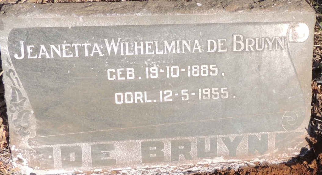 BRUYN Jeanetta Wilhelmina, de 1885-1955