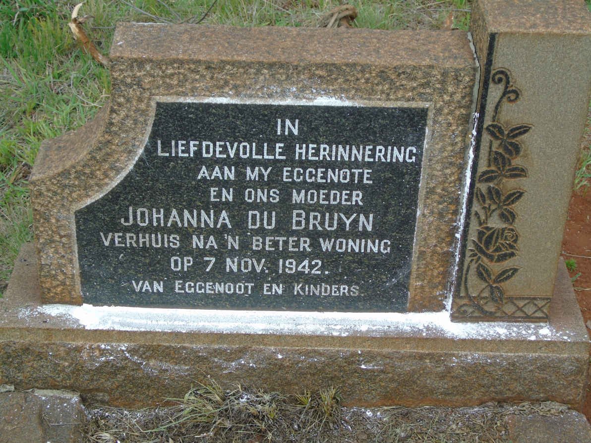 BRUYN Johanna, du  -1942