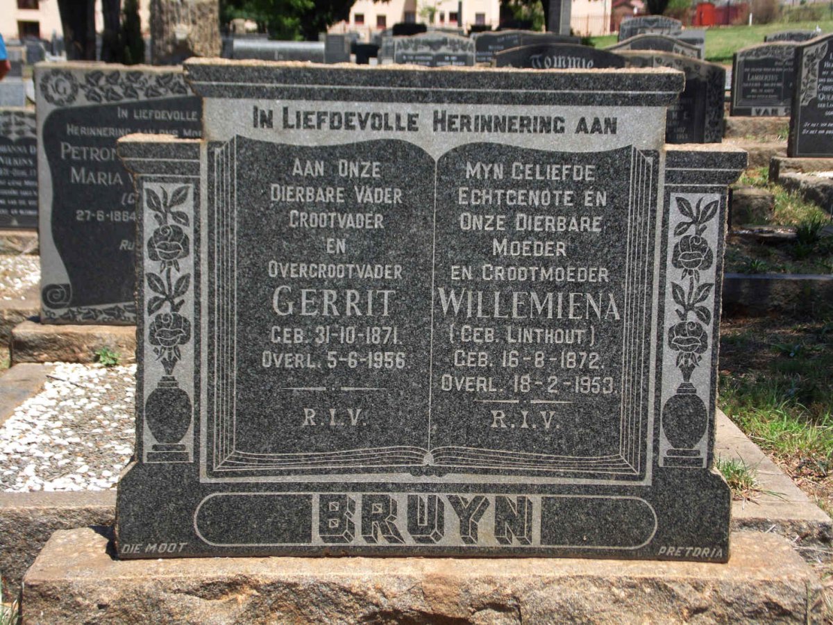 BRUYN Gerrit 1871-1956 &amp; Willemiena LINTHOUT 1872-1953