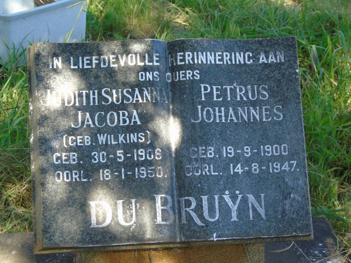 BRUYN Petrus Johannes, de 1900-1947 & Judith Susanna Jacoba WILKENS 1906-1950