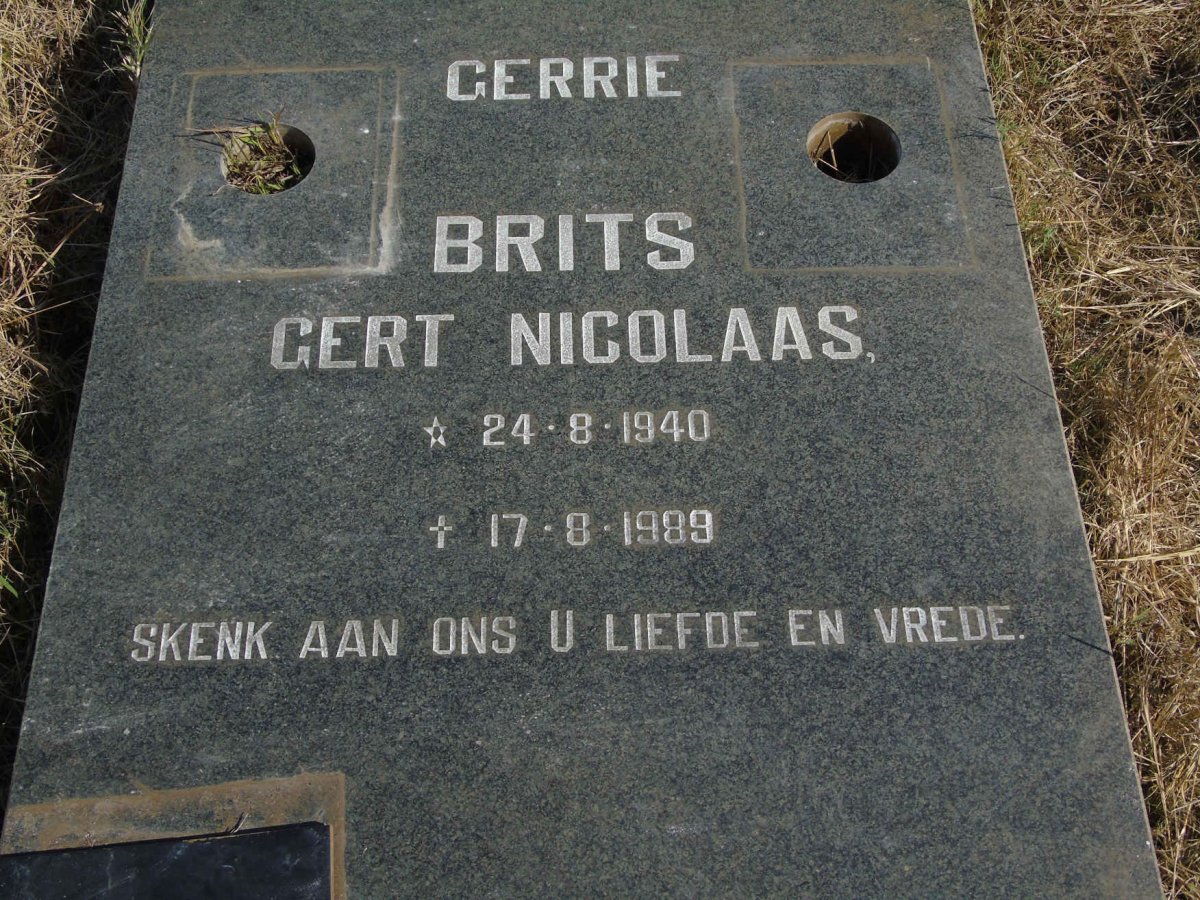 BRITS Gert Nicolaas 1940-1989