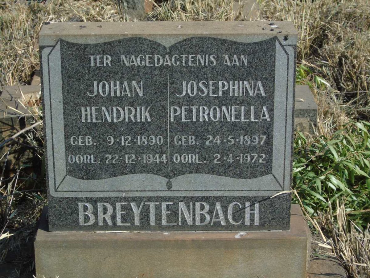 BREYTENBACH Johan Hendrik 1890-1944 & Josephina Petronella 1897-1972