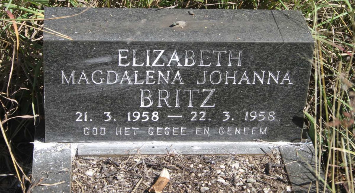 BRITZ Elizabeth Magdalena Johanna 1958-1958