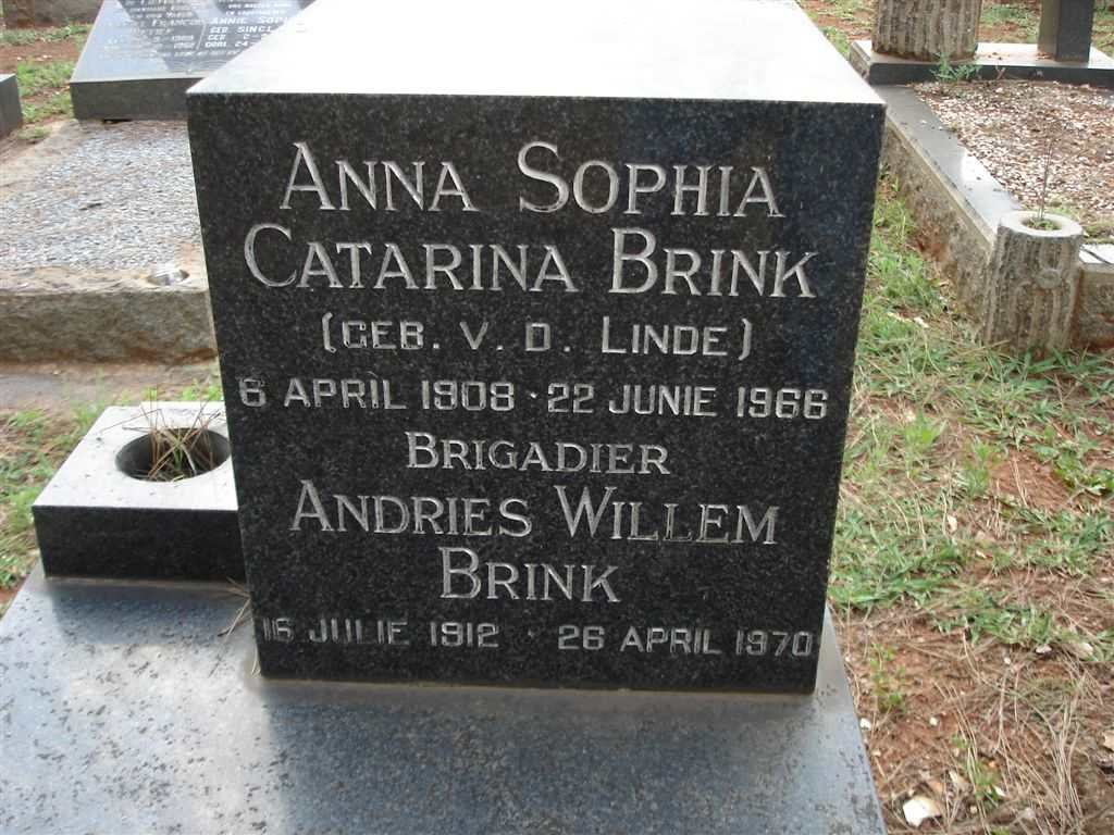 BRINK Andries Willem 1912-1970 &amp; Anna Sophia Catarina V.D. LINDE 1908-1966