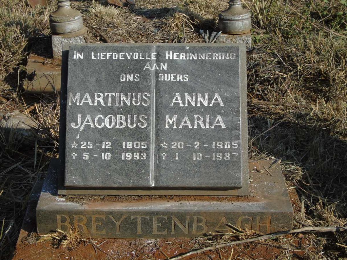 BREYTENBACH Martinus Jacobus 1905-1993 & Anna Maria 1905-1987