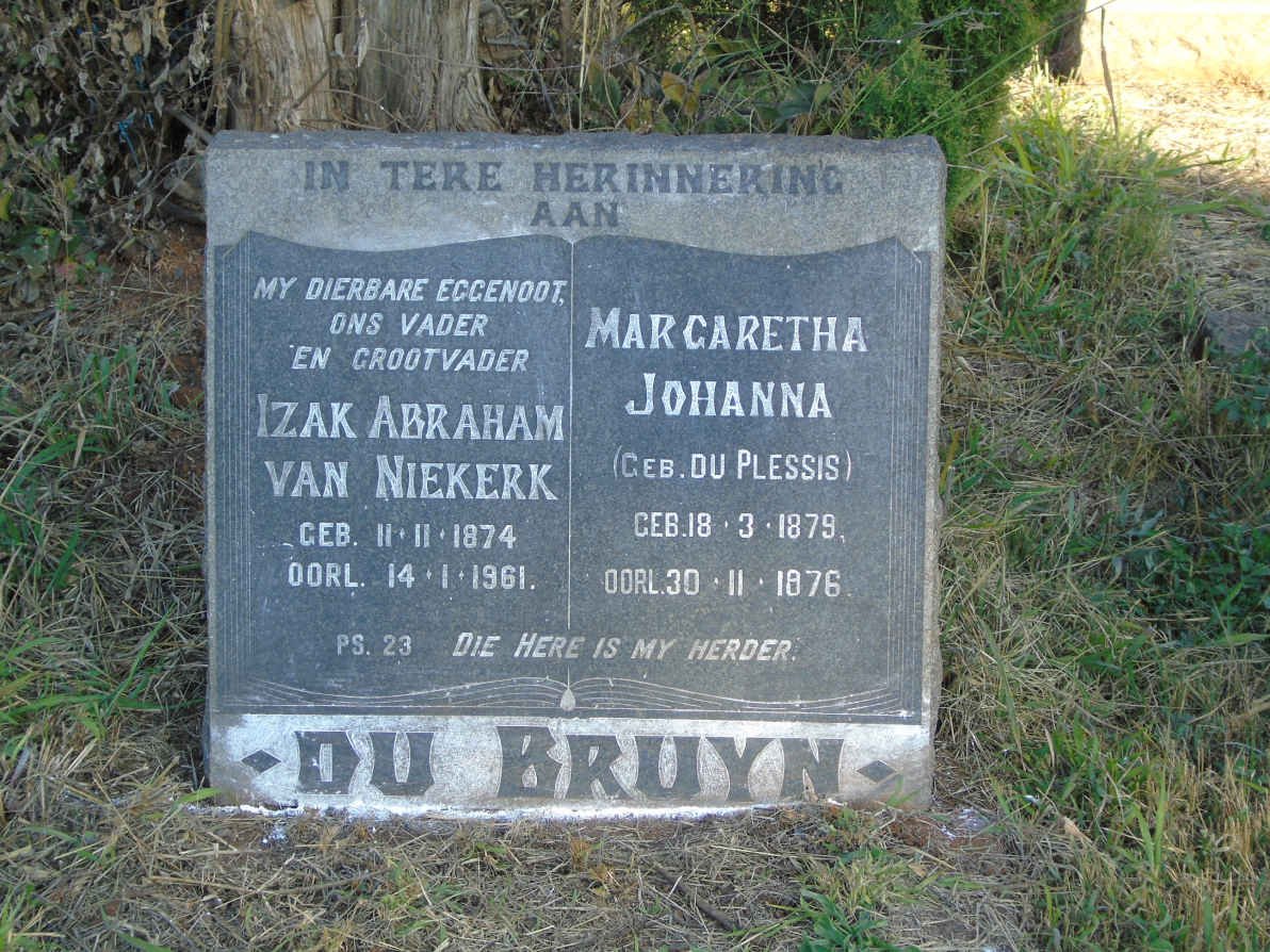 BRUYN Izak Abraham van Niekerk, du 1874-1961 &amp; Margaretha Johanna DU PLESSIS 1879-1976