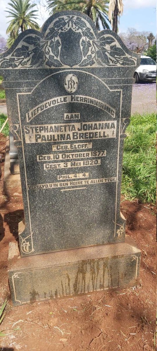 BREDELL Stephanetta Johanna Paulina nee ELOFF 1877-1920