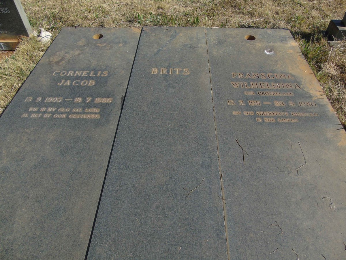BRITS Cornelis Jacob 1905-1986 &amp; Franscina Wilhelmina GROBBELAAR 1911-1980