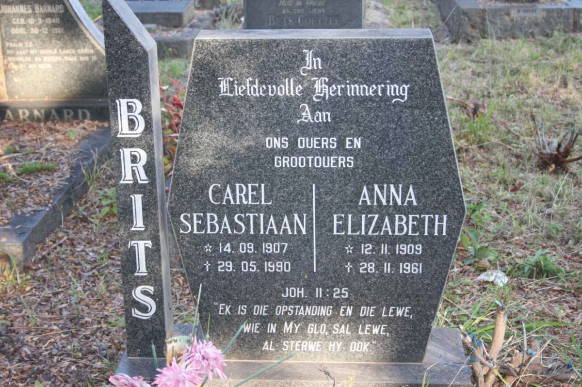 BRITS Carel Sebastiaan 1907-1990 &amp; Anna Elizabeth 1909-1961
