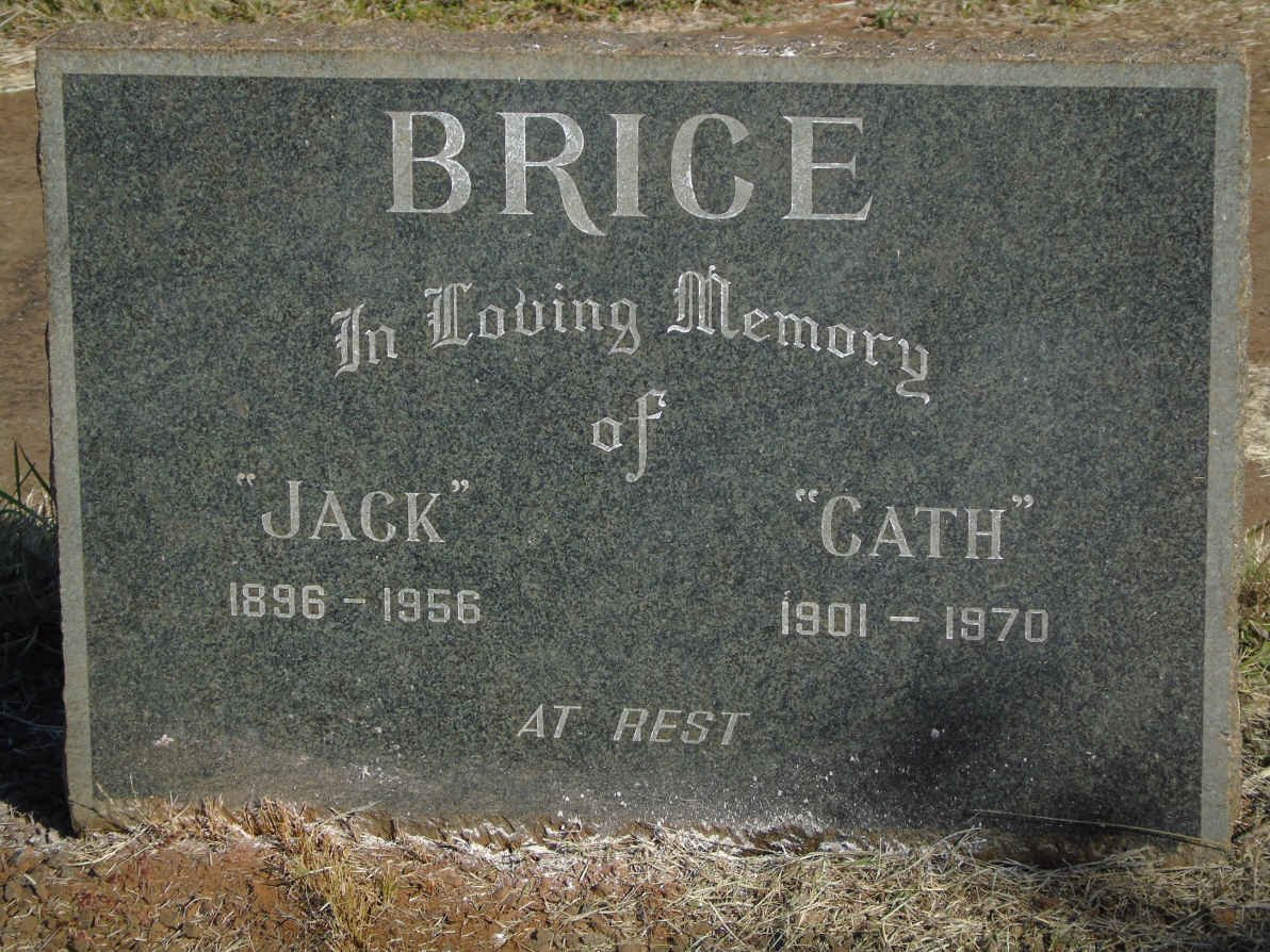 BRICE Jack 1896-1956 &amp; Cath 1901-1970