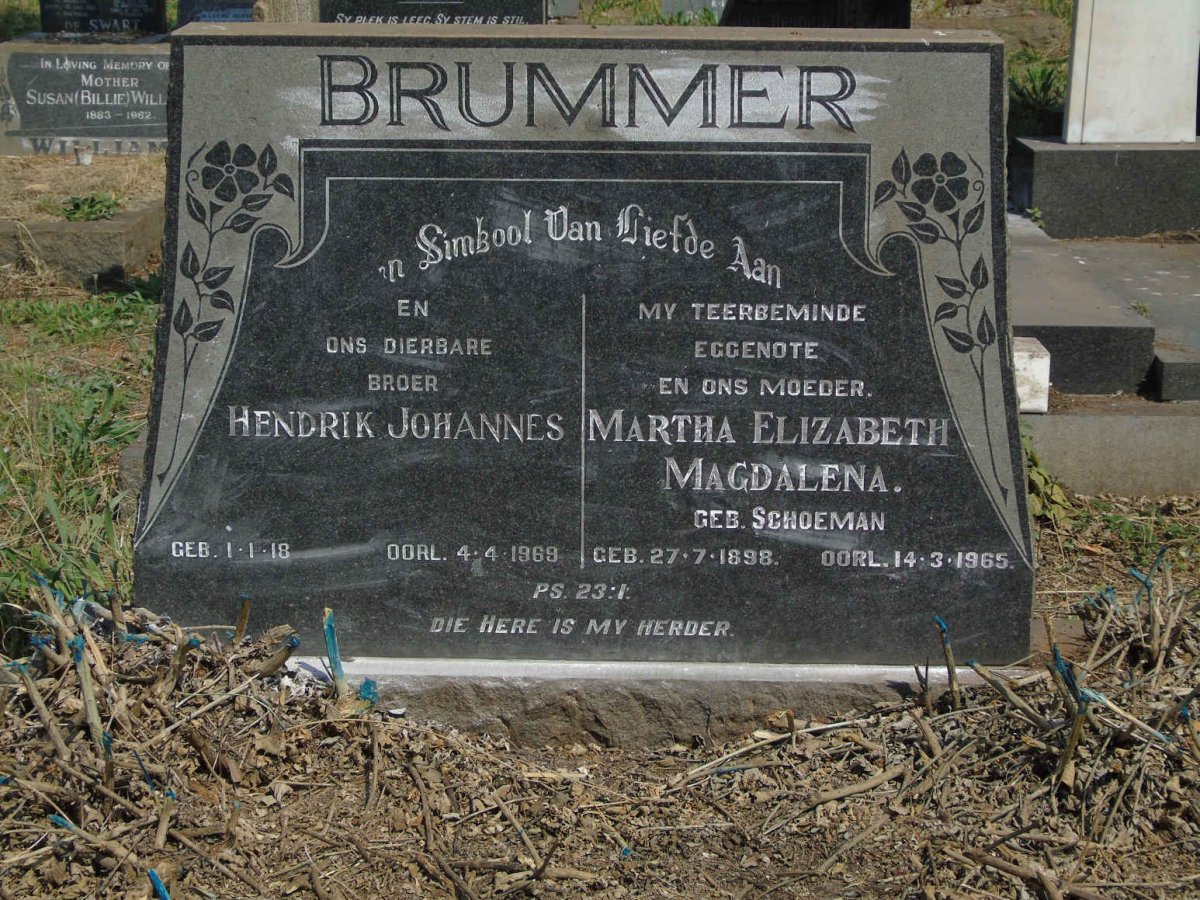 BRUMMER Martha Elizabeth Magdalena nee SCHOEMAN 1898-1965