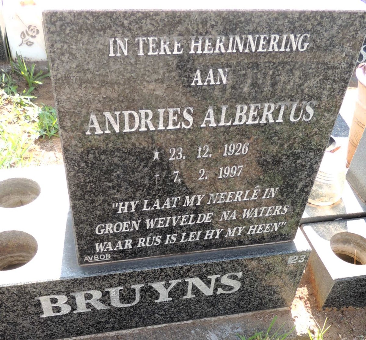 BRUYNS Andries Albertus 1926-1997