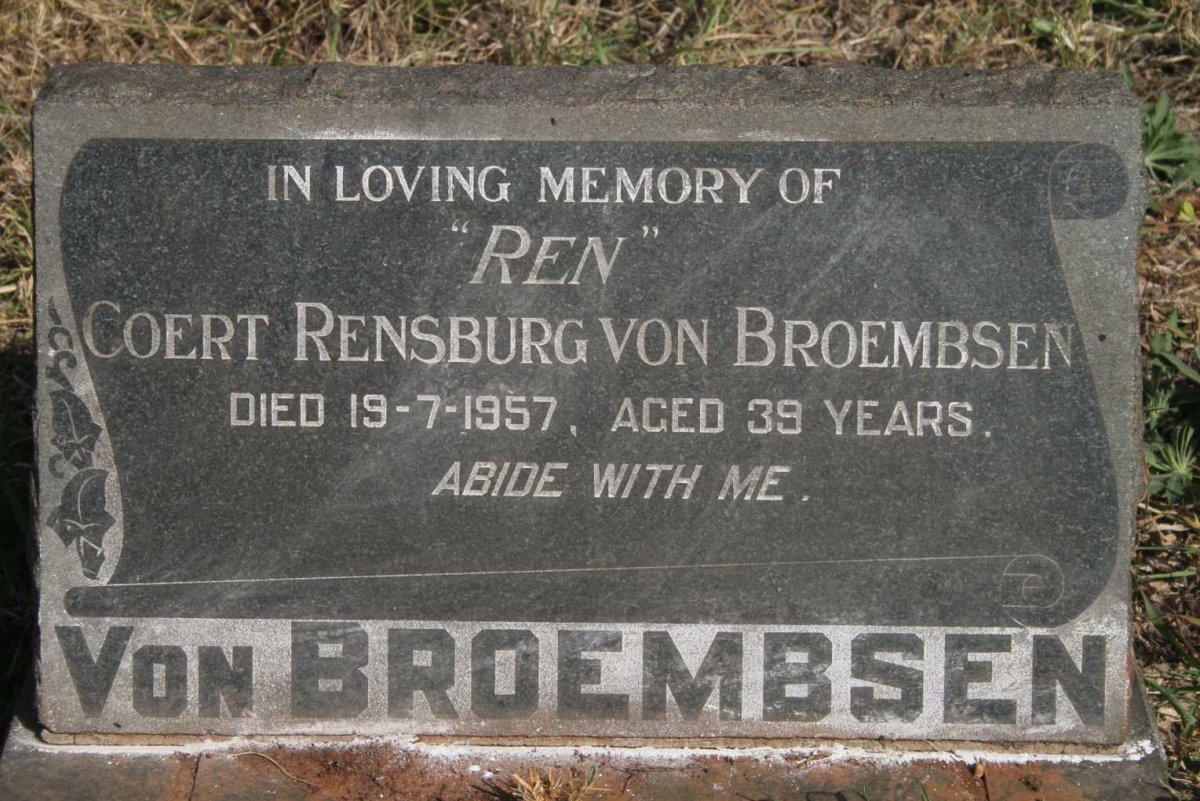 BROEMBSEN Coert Rensburg, von -1957
