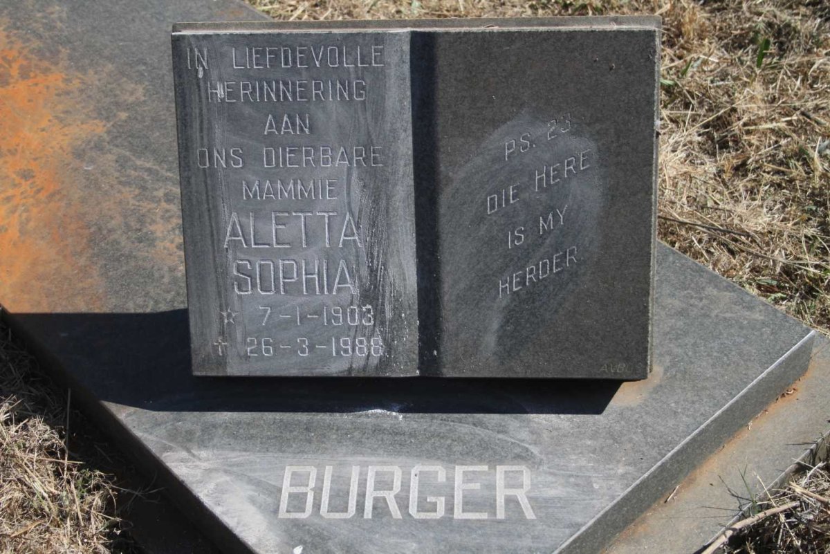BURGER Aletta Sophia 1903-1988