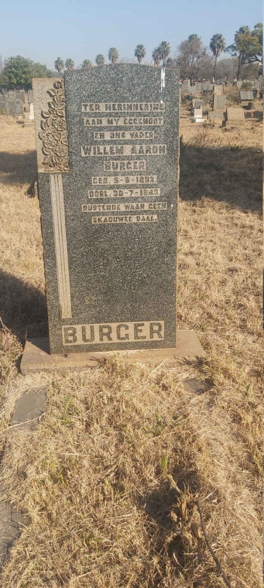 BURGER Willem Aaron 1892-1943