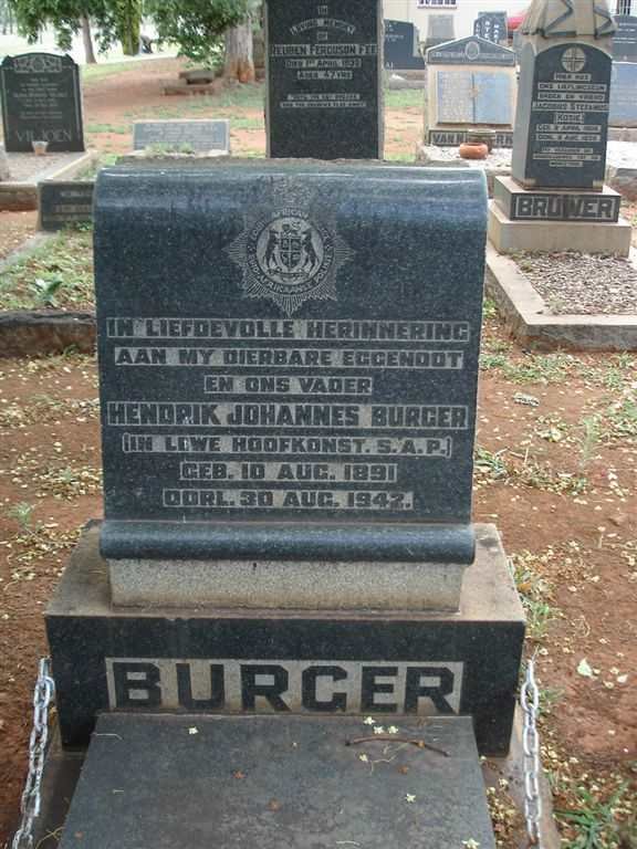 BURGER Hendrik Johannes 1891-1942