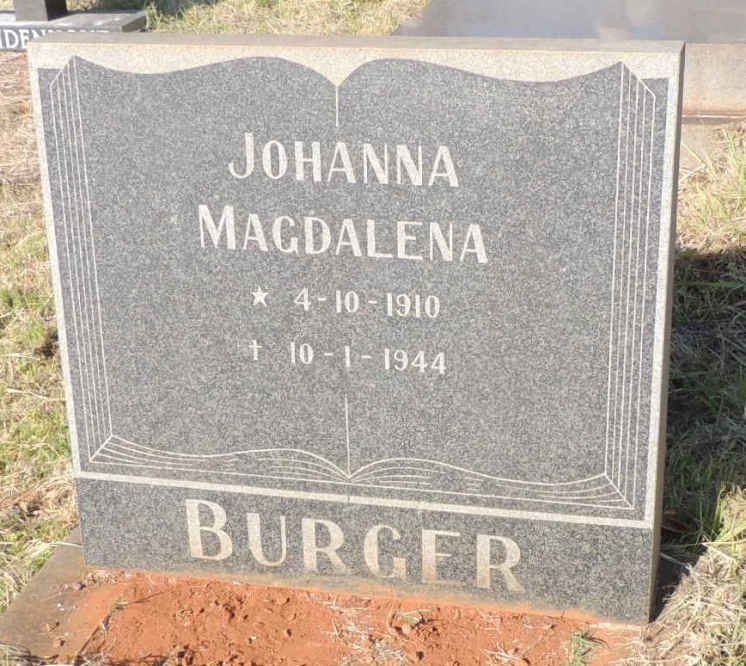 BURGER Johanna Magdalena 1910-1944