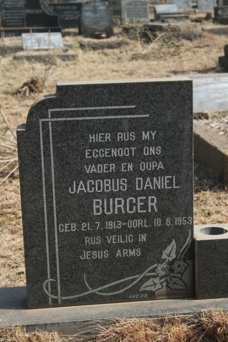 BURGER Jacobus Daniel 1913-1953