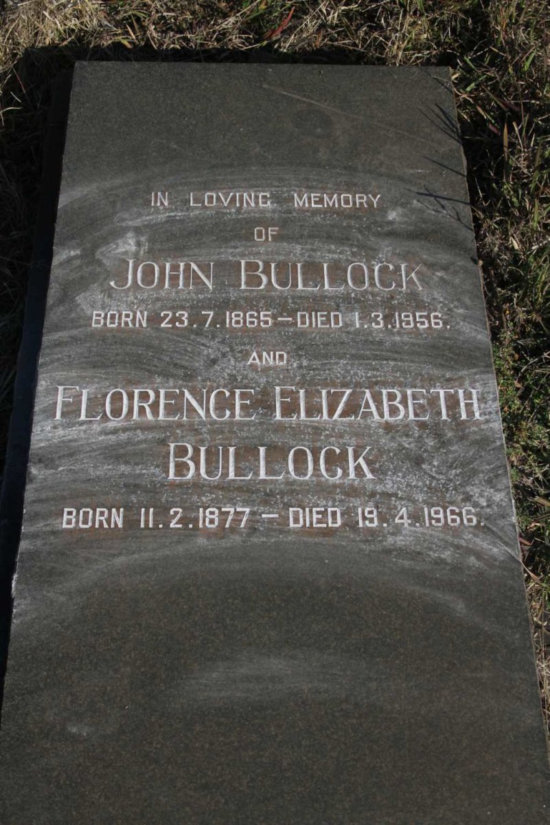 BULLOCK John 1865-1956 &amp; Florence Elizabeth 1877-1966