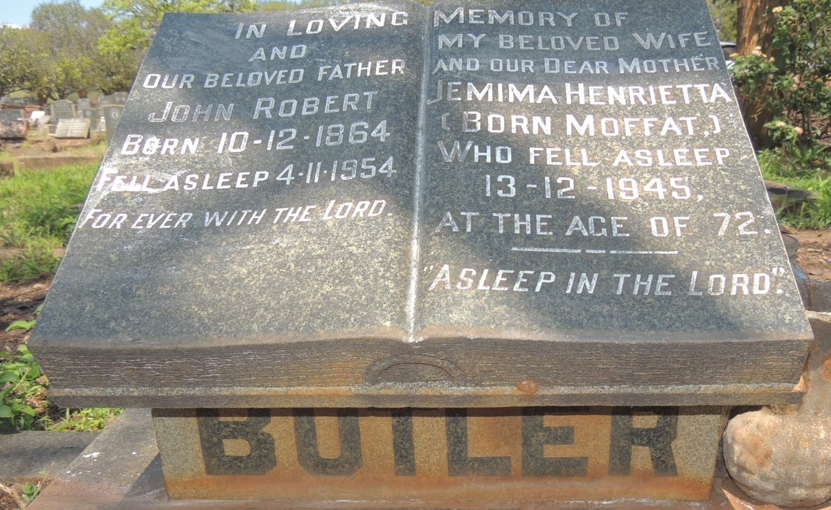 BUTLER John Robert 1864-1954 & Jemima Henrietta MOFFAT -1945