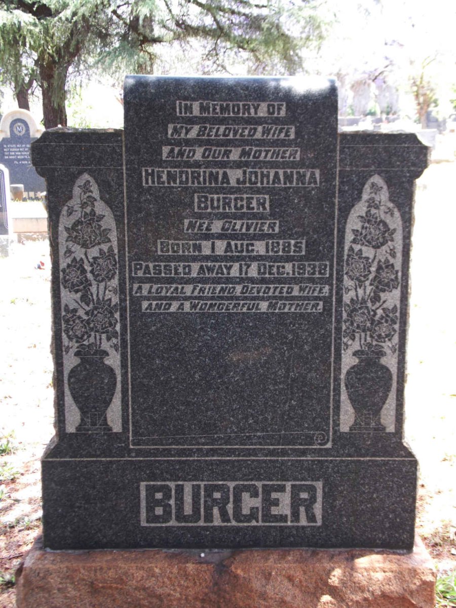 BURGER Hendrina Johanna nee OLIVIER 1885-1938