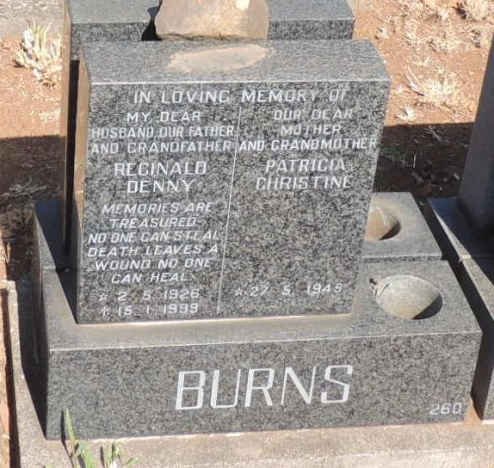 BURNS Reginald Denny 1926-1999 & Patricia Christine 1949- 