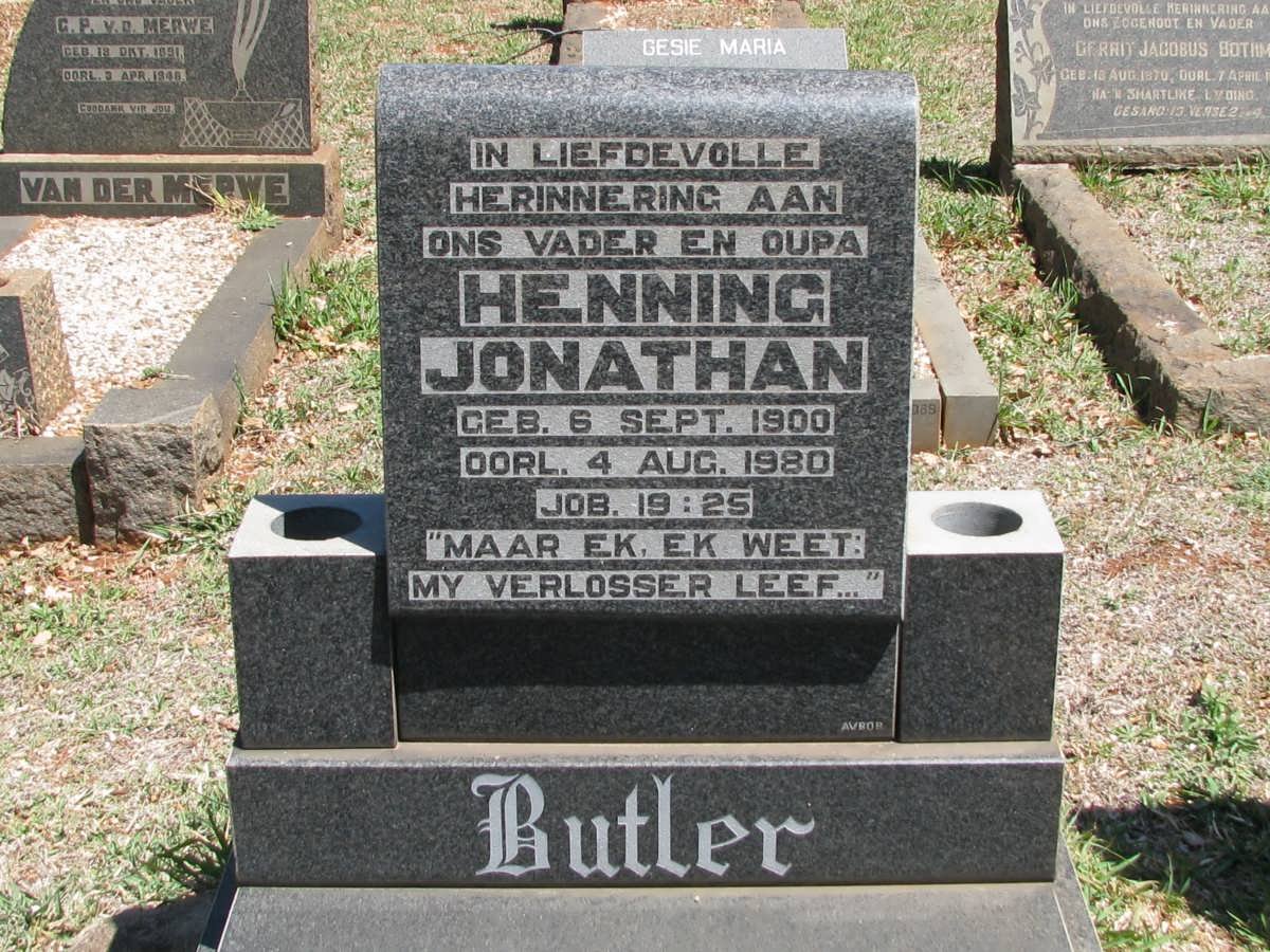 BUTLER Henning Jonathan 1900-1980