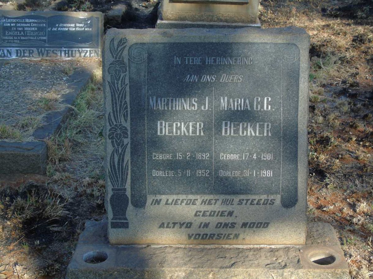 BECKER Marthinus J. 1892-1952 & Maria C.C. 1901-1981