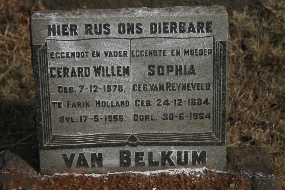 BELKUM Gerard Willem, van 1878-1956 & Sophia VAN REYNEVELD 1884-1964