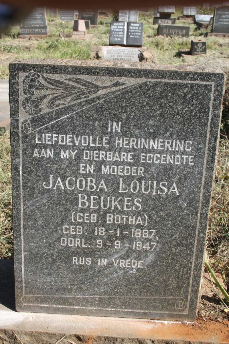 BEUKES Jacoba Louisa nee BOTHA 1887-1947