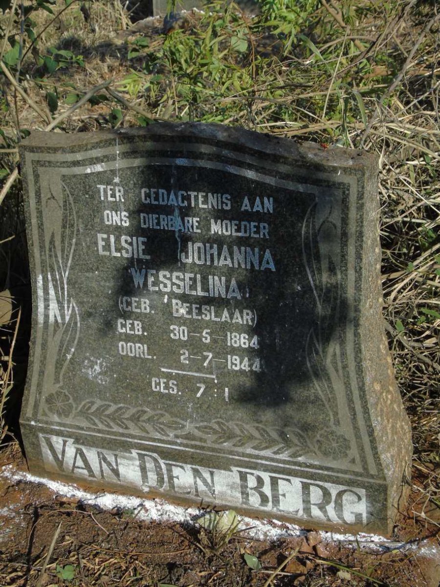 BERG Elsie Johanna Wesselina, van den nee BEESLAAR 1864-1944