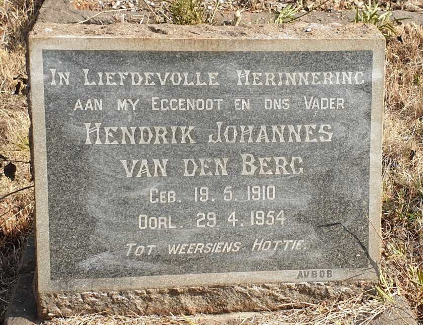 BERG Hendrik Johannes, van den 1910-1954